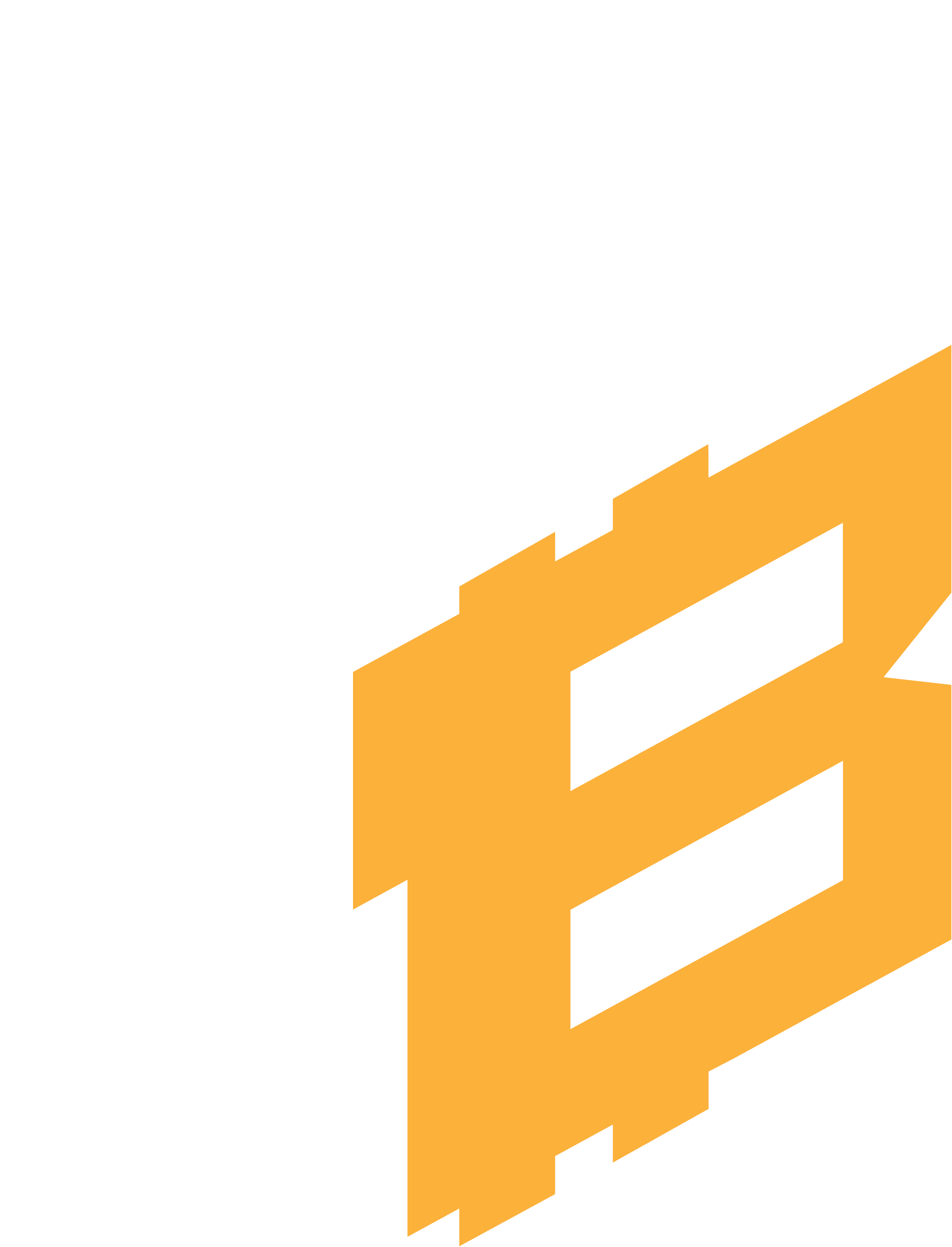MB_Simple_Logo | Monsterblockhk Abstract isometric geometric shape with white and black bands and orange diagonal elements forming a stair-like pattern.
