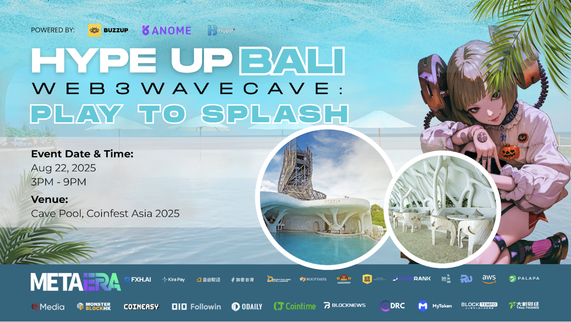기사 자세히 보기 Hype3聯合 Anome 與 BuzzUp 共同舉辦 Coinfest Asia 2025 官方邊會，夏日泳池派對與高效社交共融