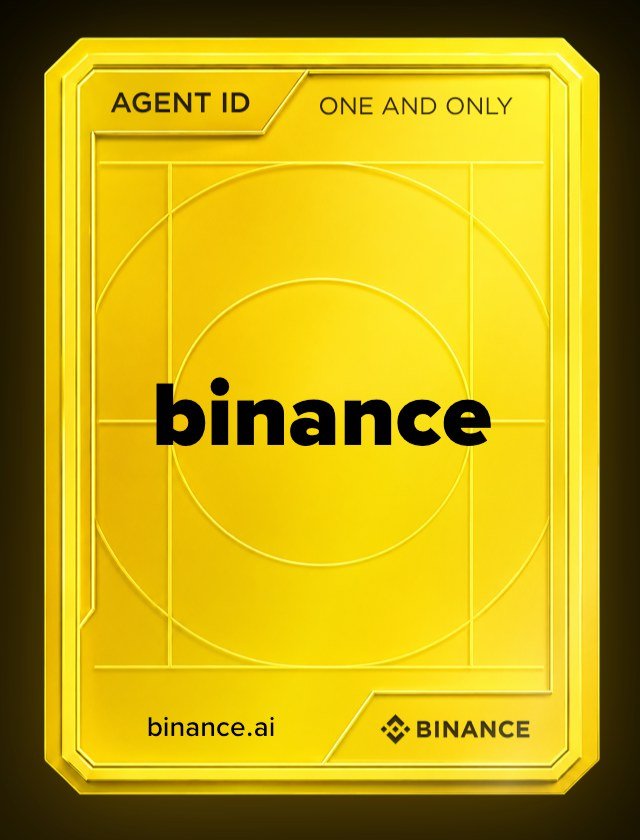 Agent ID 卡片示範，名稱為 binance，對應 binance.ai